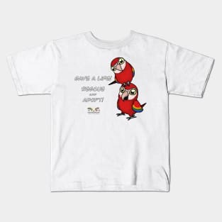 Save a Life!  Rescue & Adopt ~ Scarlet Macaw Kids T-Shirt